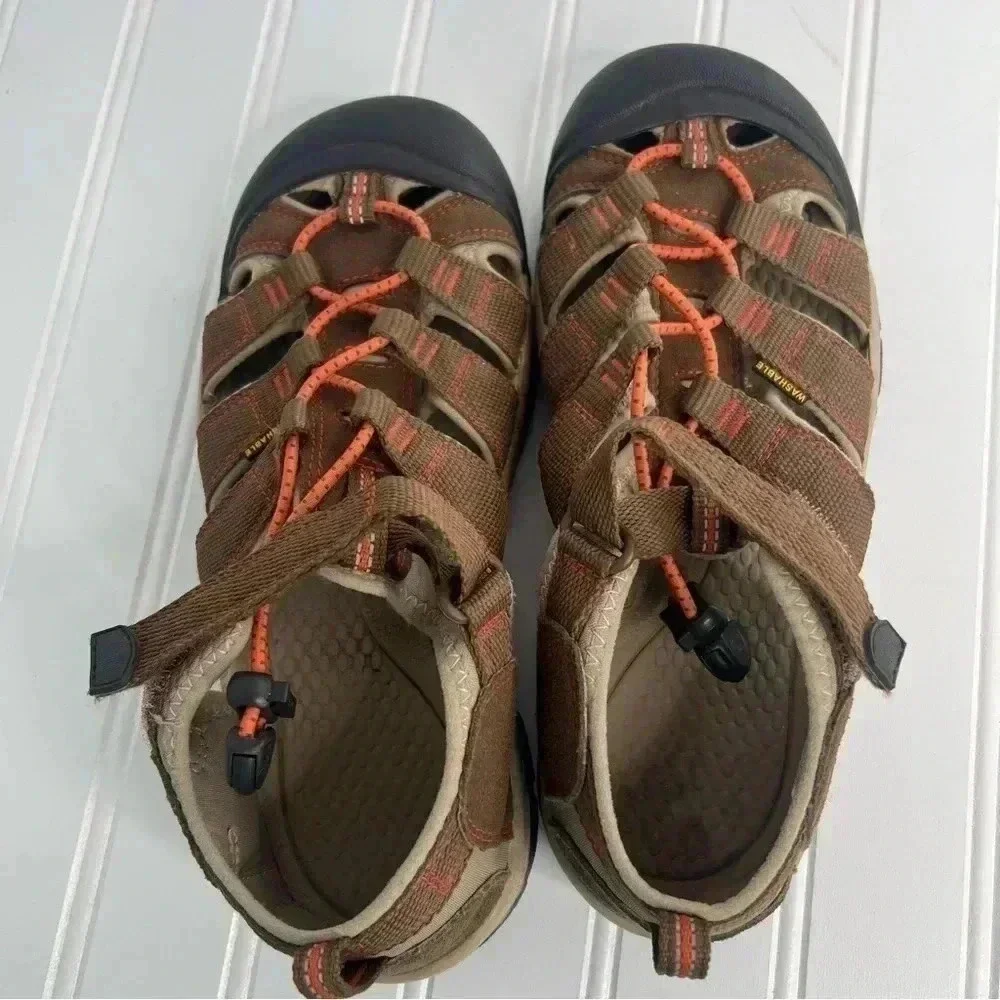Keen‎ Washable Sandal Big Kid Brown Orange Waterproof Shoes Sz 5